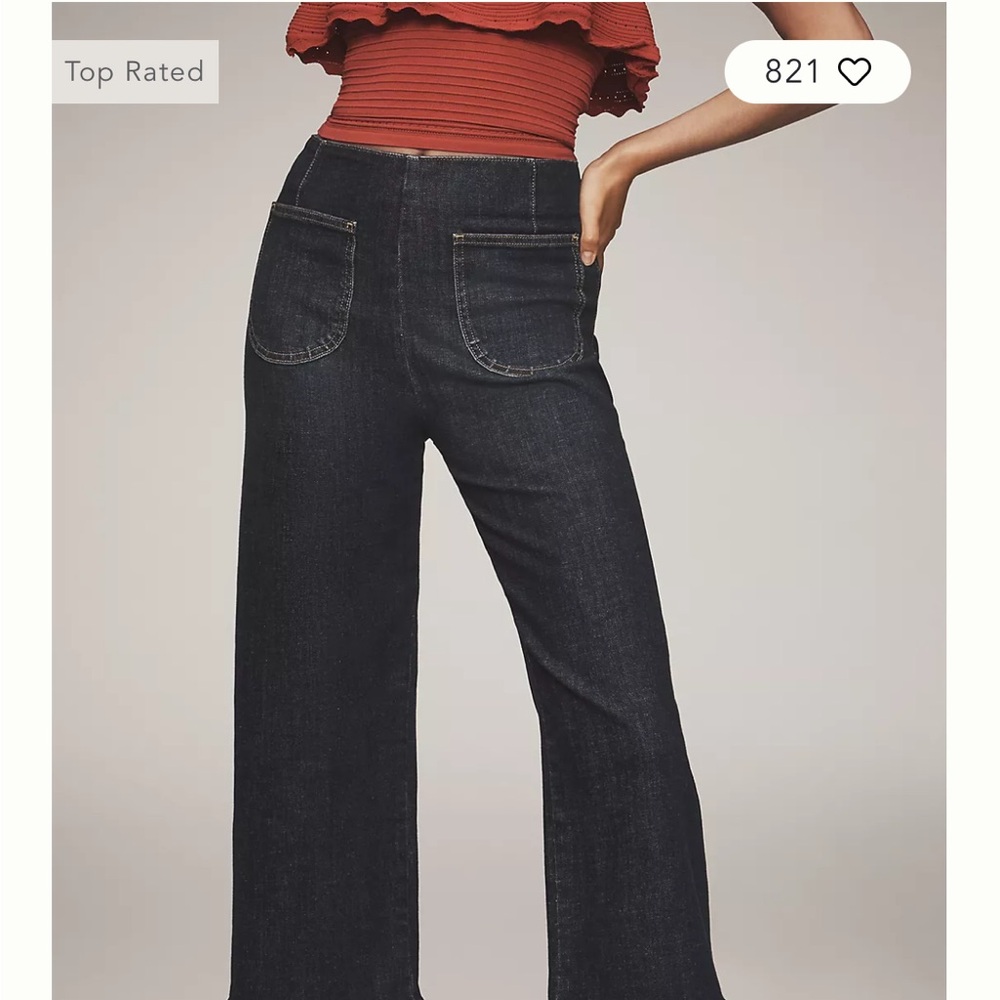 Maeve Colette Ruffle Hem Crop Wide Leg Jeans size 26